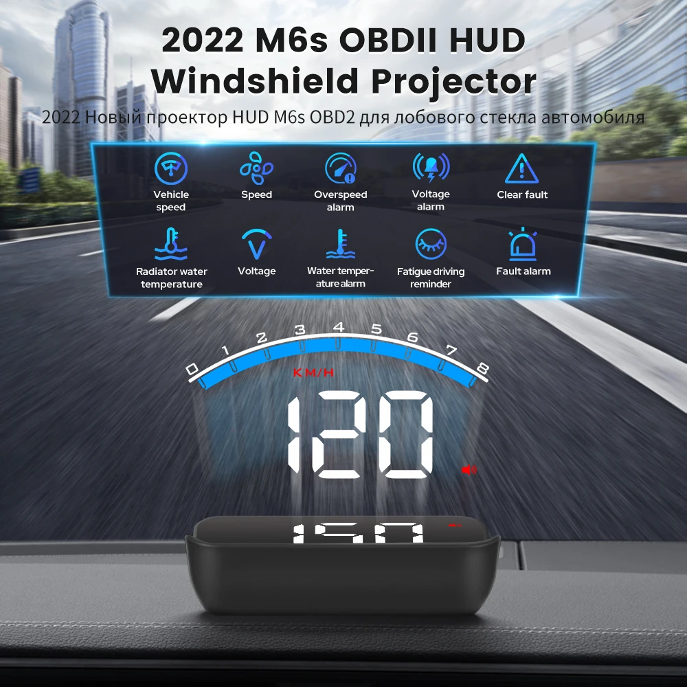 

Автомобильный проектор HUD на лобовом стекле, 3,5 дюйма, OBD 2 II, автомобильный проектор Hud на спидометре с сигнализацией о превышении скорости и ...