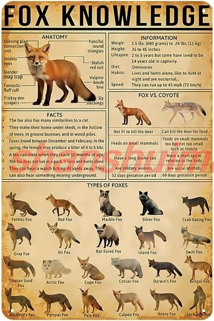 Металлическая вывеска с лисой YOYI ART