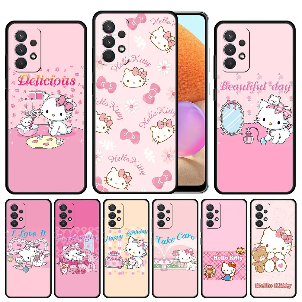 Case Cover for Samsung Galaxy A02s A12 A21s A30 A50 A20 A11 A03 A23 A03s A01 Capinha Matte Armor Soft Funda Hello Kitty Manga