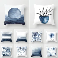 1pc 4545cm ink blue geometric landscape pillowcase waist throw cushion cover sofa printed pillows covers car decor home supply