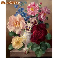 ruopoty flower paint coloring by numbers on canvas handpainted 60x75cm frame acrylic oil picture by number home wall artcraft