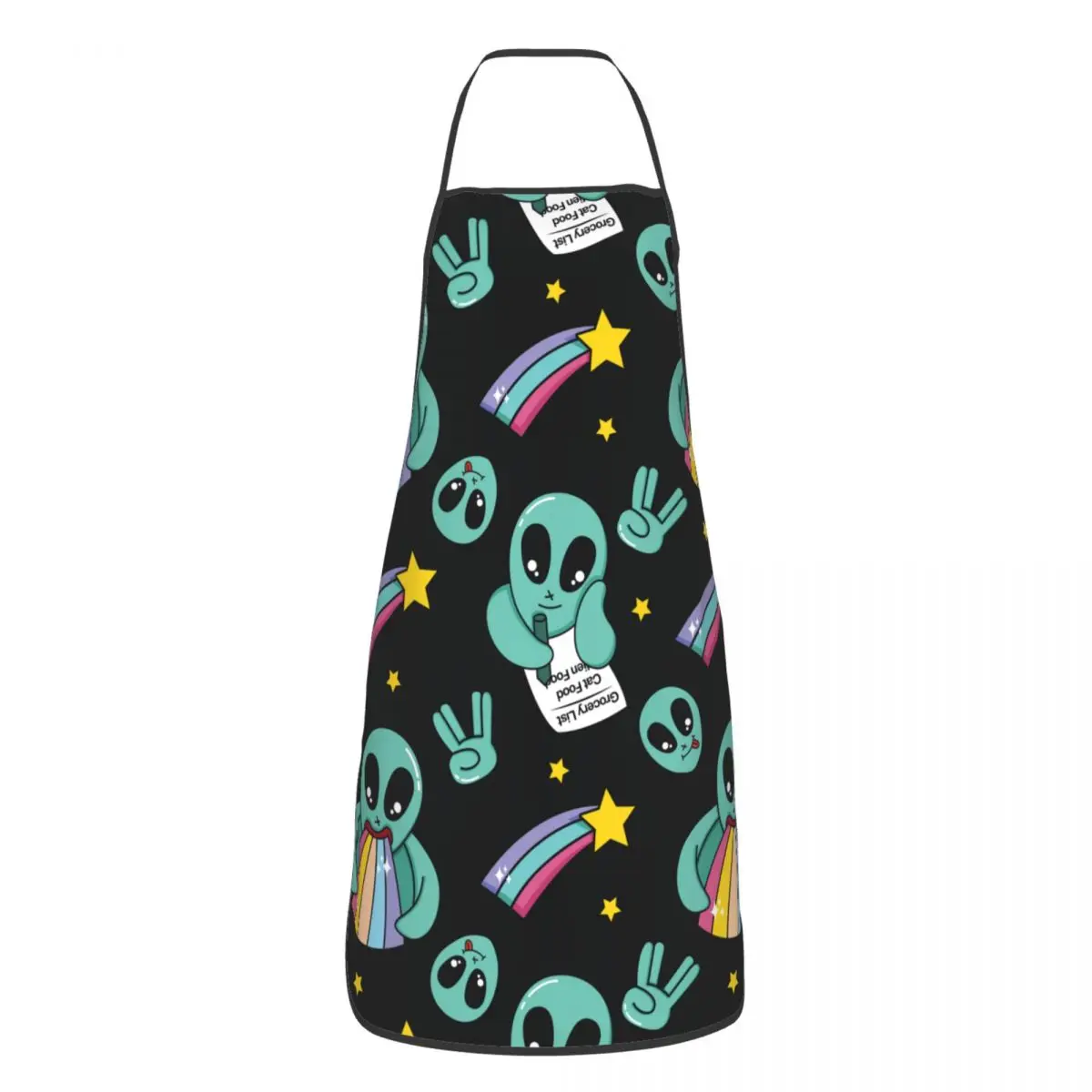 

Colorful Cute Alien And Rainbow Polyester Aprons 52*72cm Cuisine Grill Baking Bib Tablier Hotel Pinafore for Unisex Chef