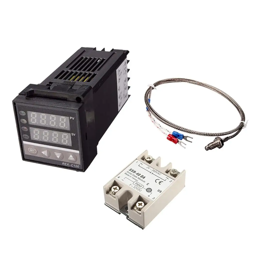 

Digital PID Temperature Controller, 40A SSR Sink K Thermocouple