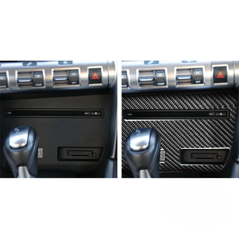 

Наклейки из углеродного волокна для Nissan GTR R35 2008 2009 2010-2016, Автомобильные CD-проигрыватели, музыкальная консоль, рамка, отделка, интерьерные автомобильные аксессуары