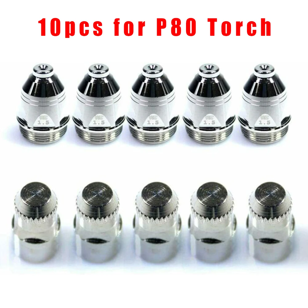 

10pcs/Set Plasma Cutter Consumable 1.5mm Nozzle Tip Electrode For WSP-01007 WSP-01009 P80 Plasma Cutting Torch