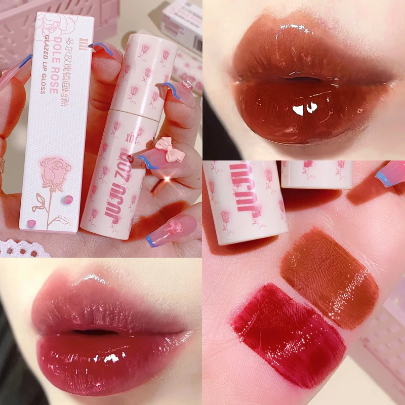 

Water Mirror Lip Gloss Lip Glaze Moisturizing Liquid Lipstick Long Lasting Lips Makeup Cosmetics Red Lip Tint Pink Rose Lipstick