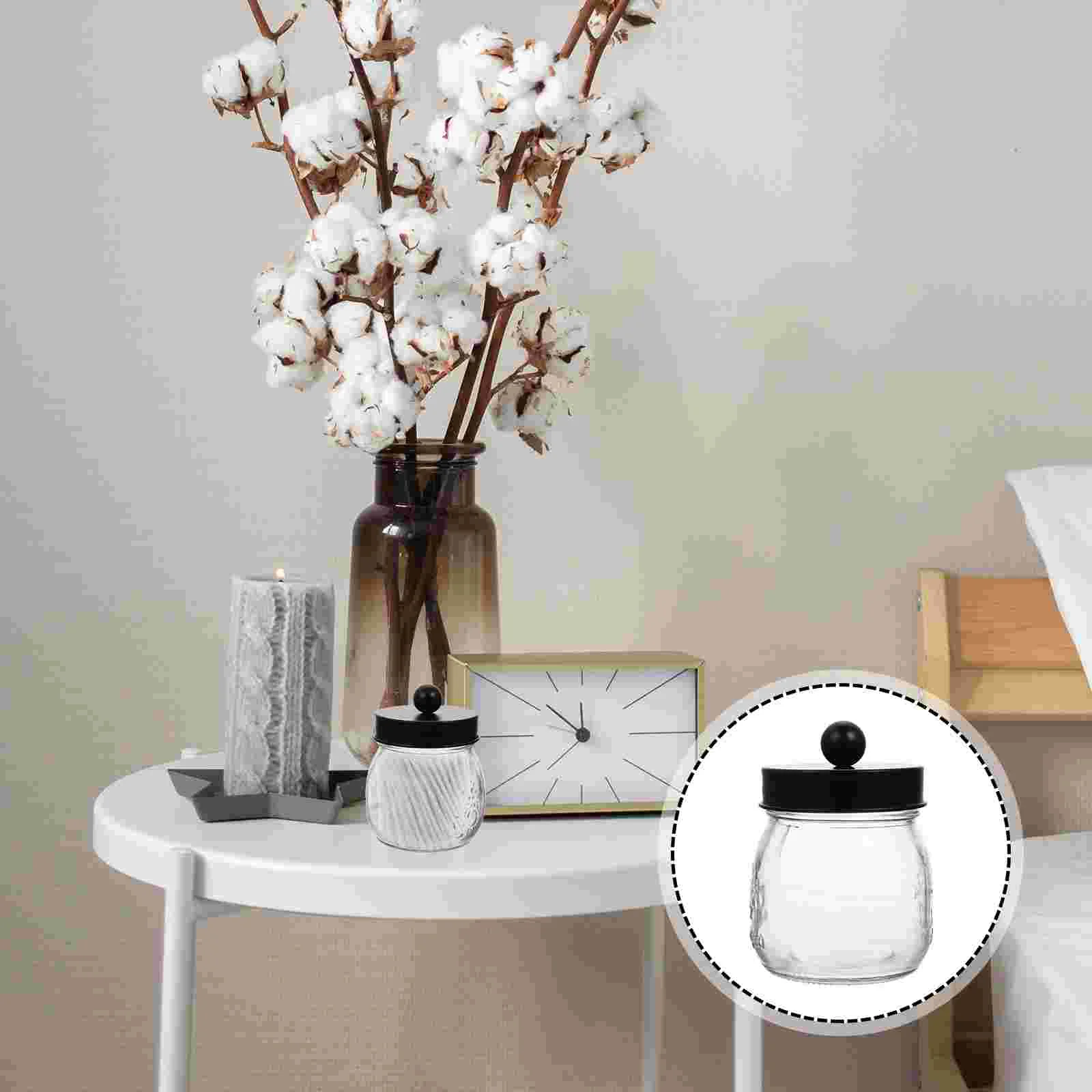 

Cotton Swabs Storage Jar Cotton Swabs Container Plastic Lid Glass Storage Bottle