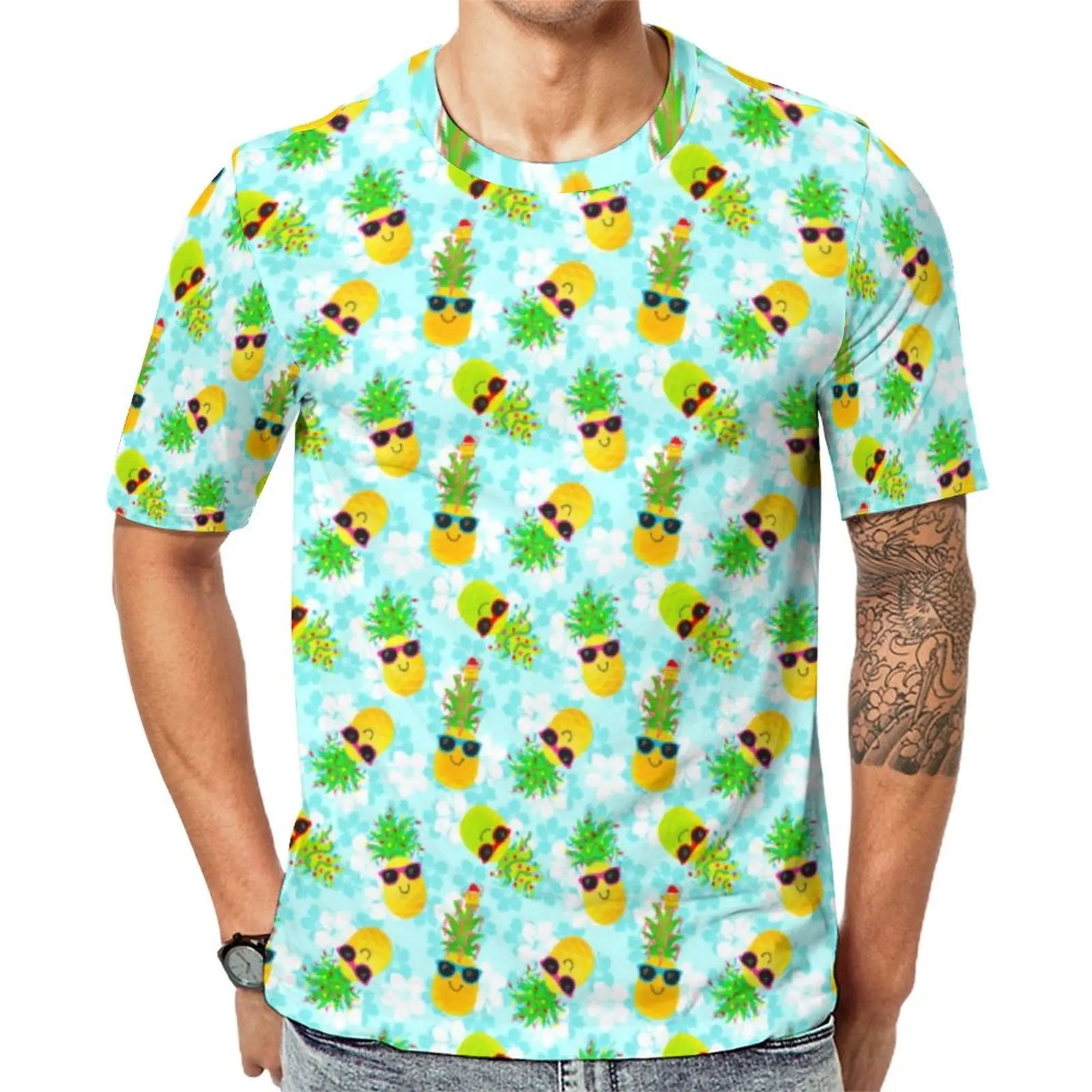 

Рождественская футболка с ананасами, забавные тропические винтажные футболки, потрясающая футболка, Оригинальная одежда большого размера с коротким рукавом на заказ