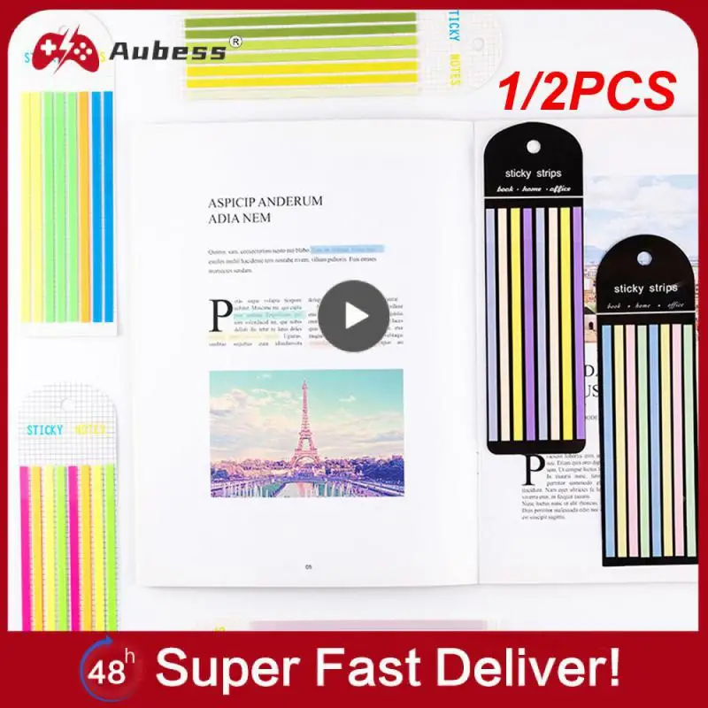 

1/2PCS Sheets Color Stickers Transparent Fluorescent Index Tabs Flags Stationery Children Gifts School Office