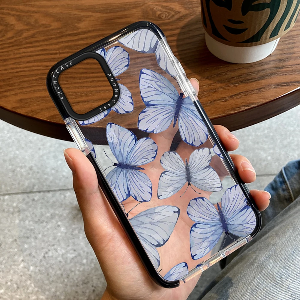 

Butterfly Animal Phone Case for iPhone 14ProMax 14Plus 13 12 11 Pro Max Luxury Transparent Soft Silicone Protection Back Cover
