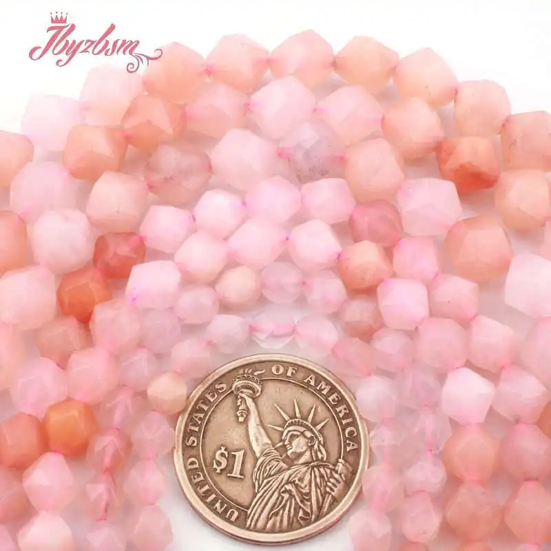 

Round Cube Faceted Pink Aventurine Jades Stone Loose Beads for DIY Accessories Charm Bracelet Necklace Ring Jewelry Making 15"