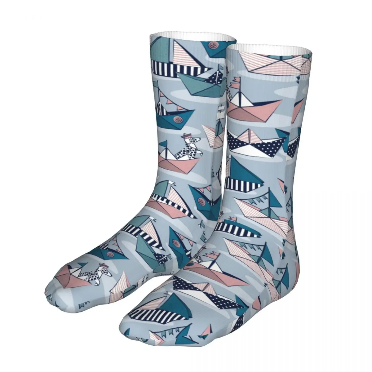 

Funny Dog Origami Sail Boats Dalmatian Women Socks 2022 Men Sport Socks