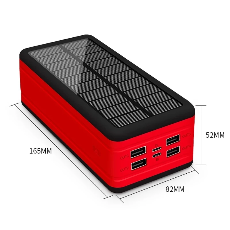 10000mAh Wireless Solar Power Bank Портативное зарядное устройство большой емкости 4USB LEDLight Outdoor