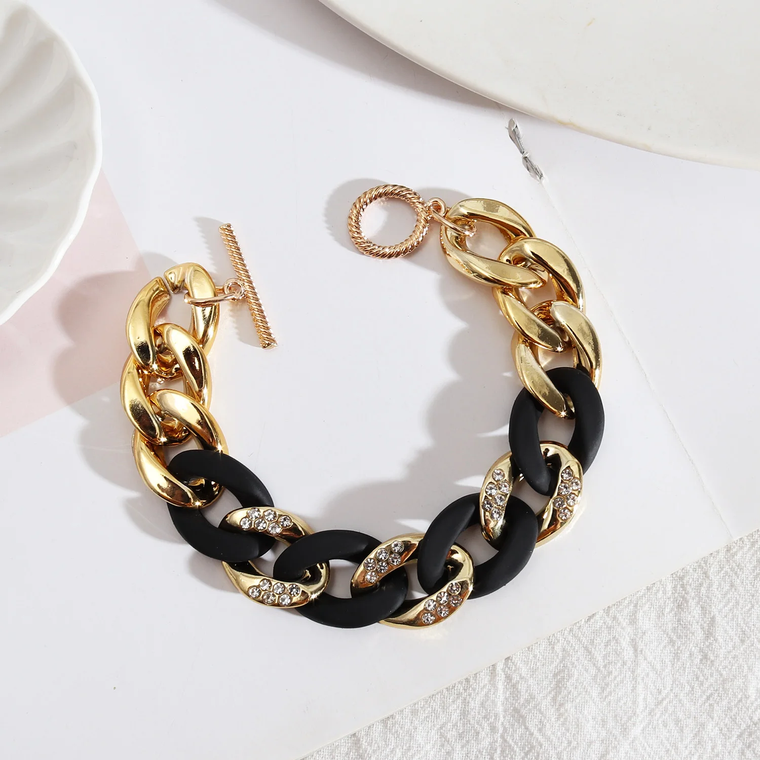 Милые яркие кристаллы карамельного цвета акриловые звенья браслеты-цепочки для