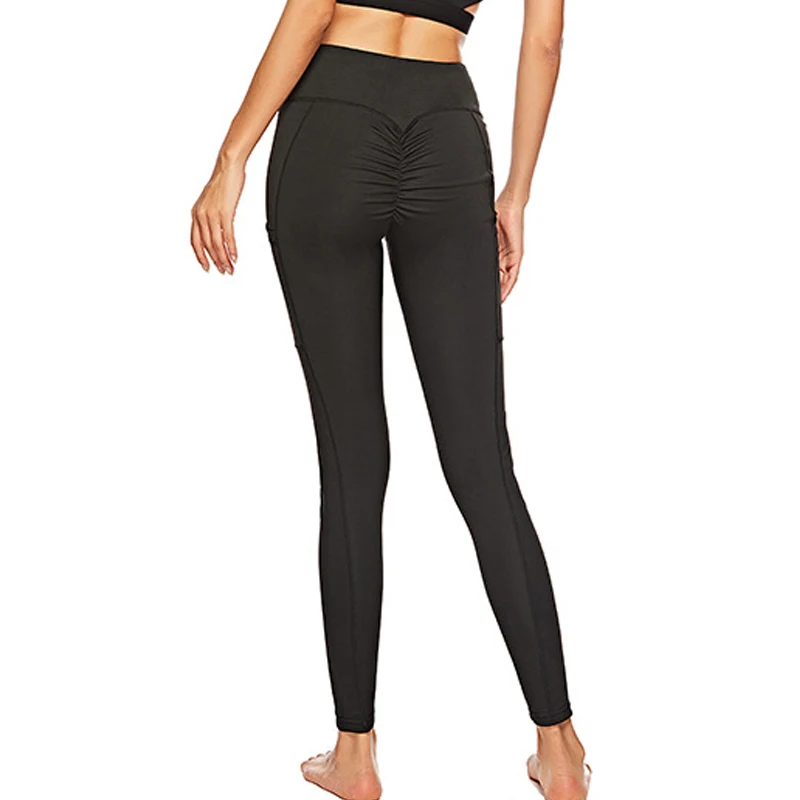 Women Yoga Pants Slim Bodybuilding Leggings Sports Solid Color Black Yoga Pants Comfortable Flexible