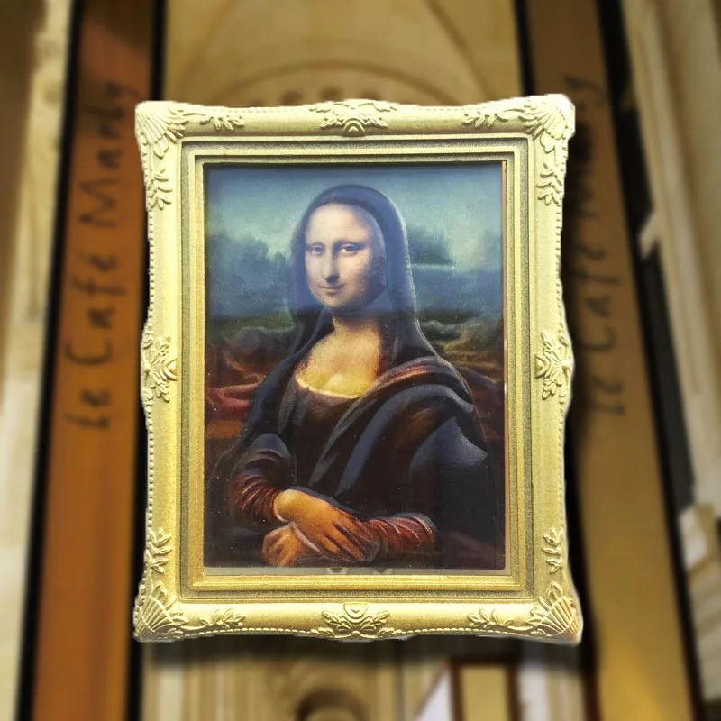 Французский Лувр Мона Лиза стеклянная рамка подарочный магнит наклейка на