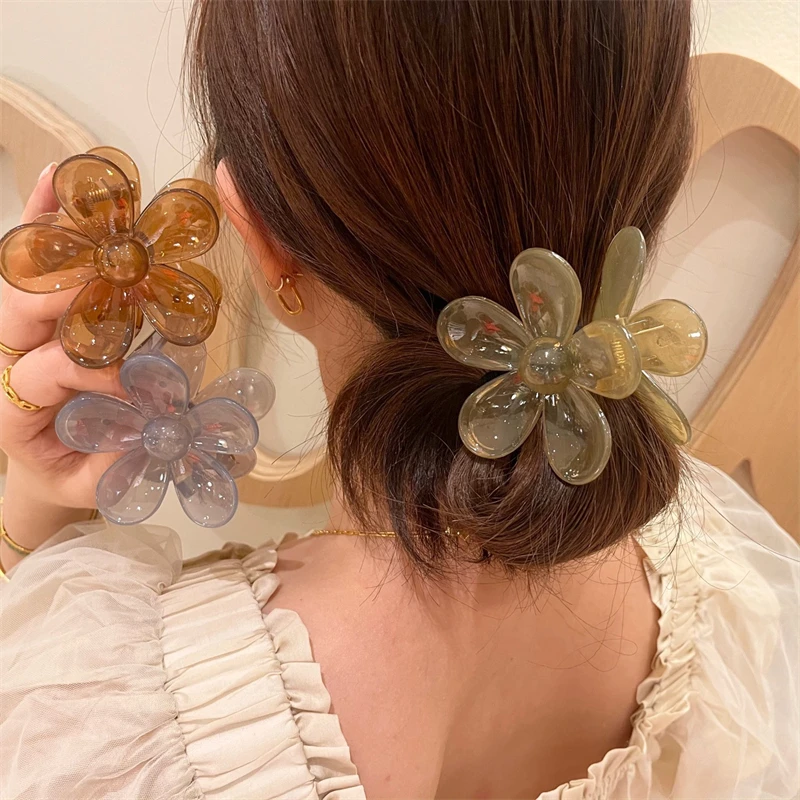 

1Pcs Fashion Color Flower Grab Clip Ponytail Hair Clip Bath Hair Clip Girls Headwear Accessories Shark Clip New Hair Accessories