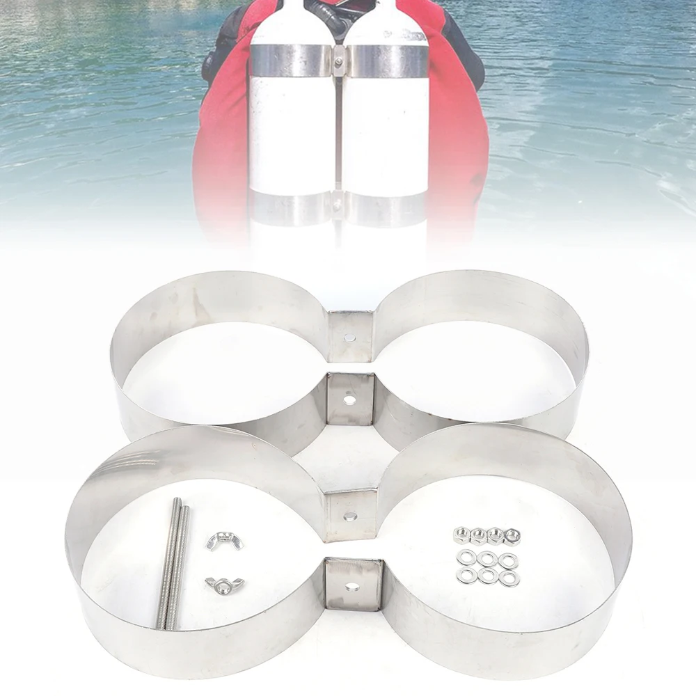 

Stainless Steel Tank Bands Strap Scuba Diving Dive Doubles, with Accessories