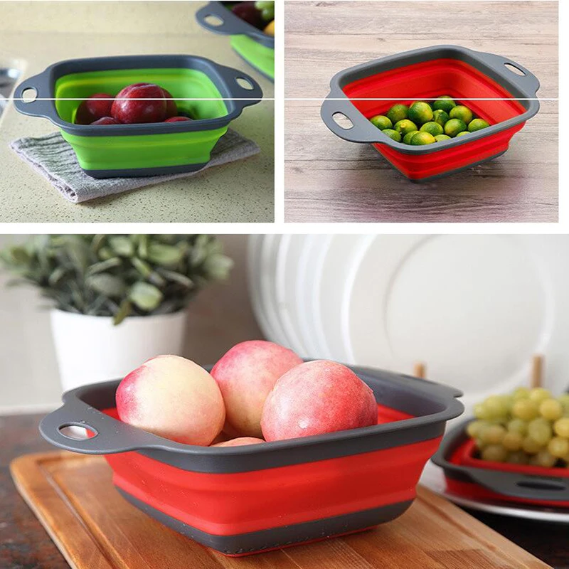 

Складной силиконовый дуршлаг, сливная корзина с ручкой, корзина для мытья фруктов и овощей, складной сливной фильтр, кухонные инструменты