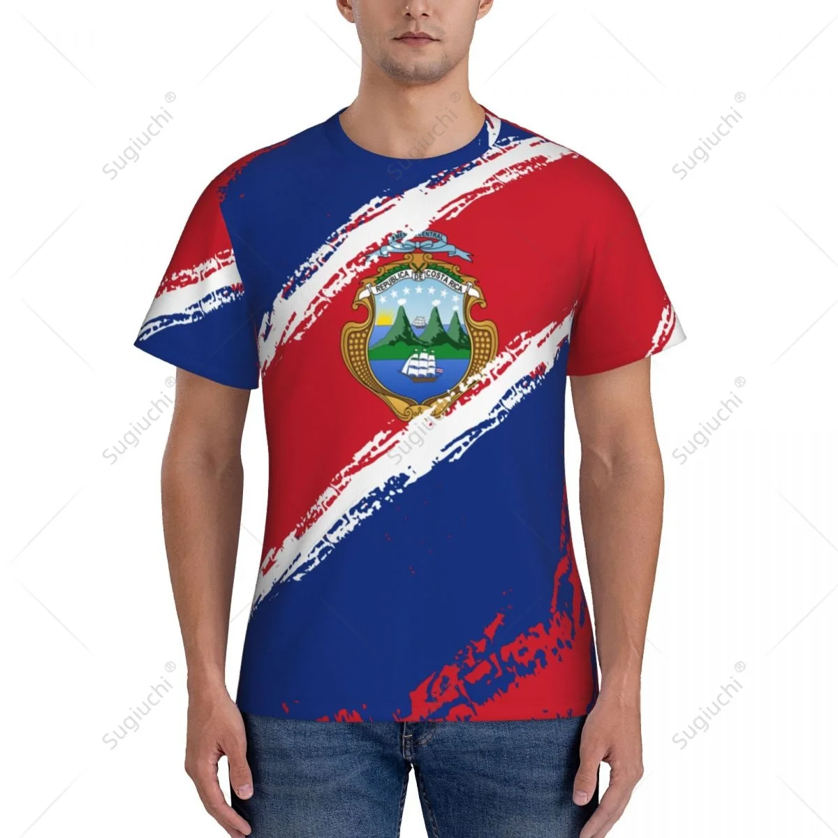 Индивидуальное название цветной флаг Коста-Рики Мужская облегающая Спортивная