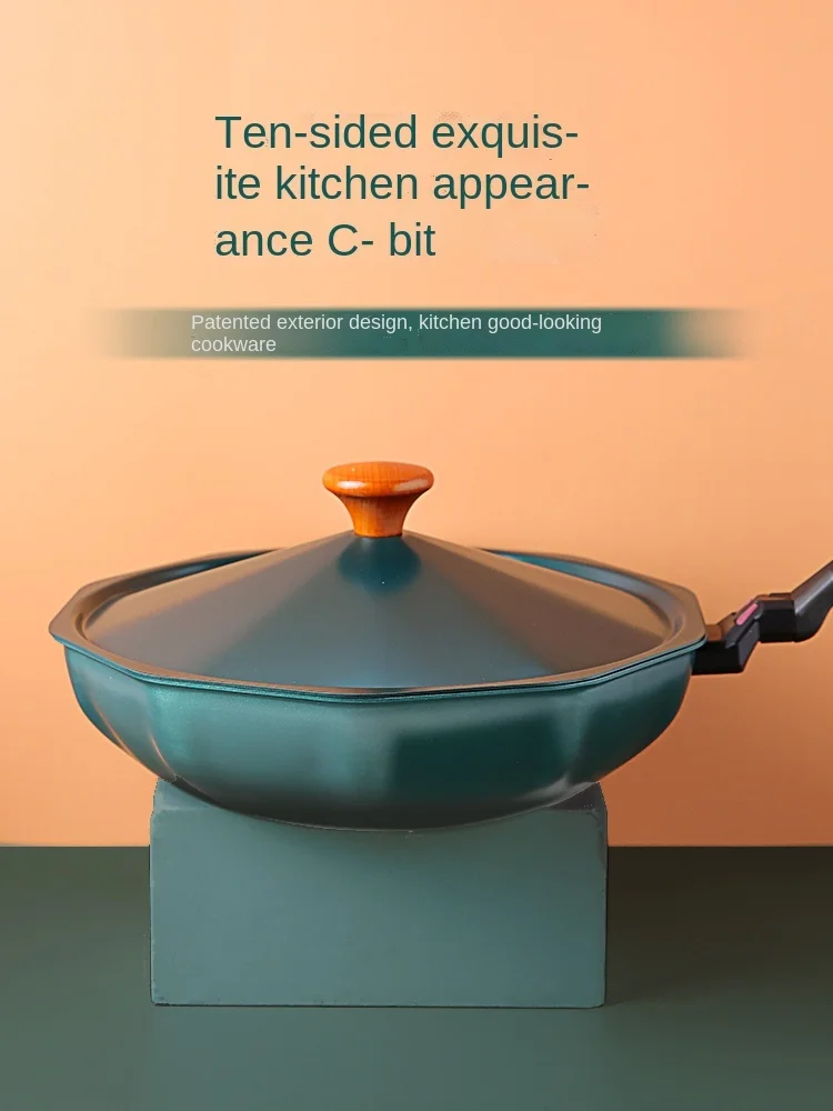 

Ten-Angle Non-Stick Household Medical Stone Wok Induction Cooker Gas Stove Universal Frying Pan