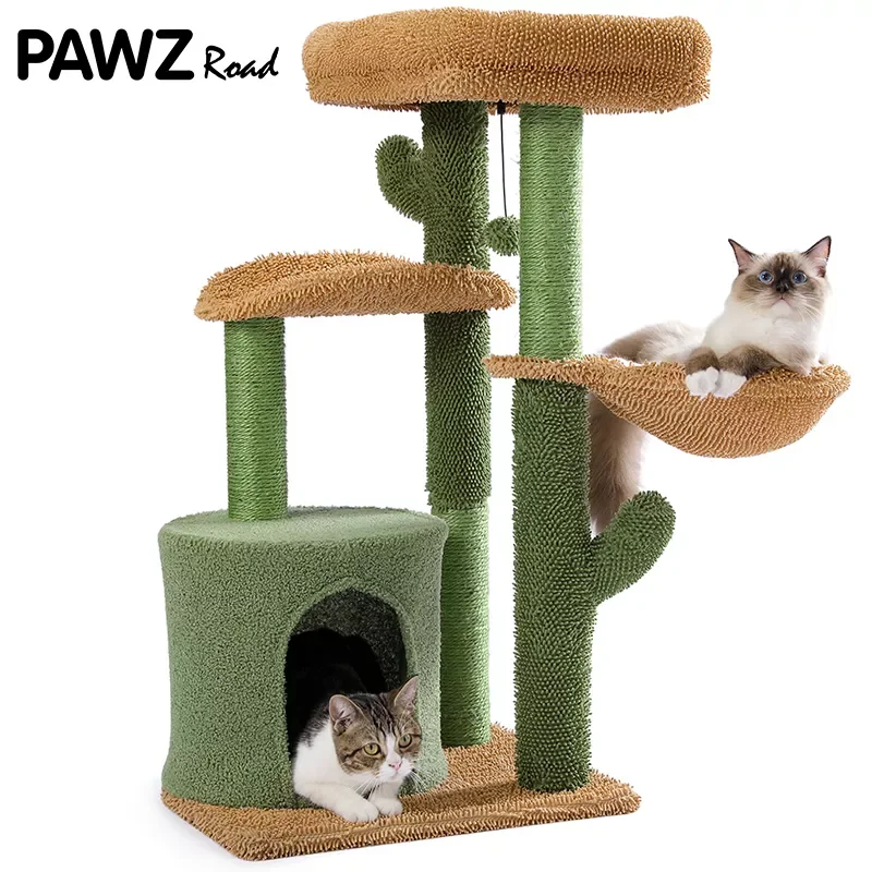 

H90.5CM Cactus Cat Tree with Natural Sisal Scratching Post Board for Cat Perch Condo Kitty Play House rascador gato arbre chat