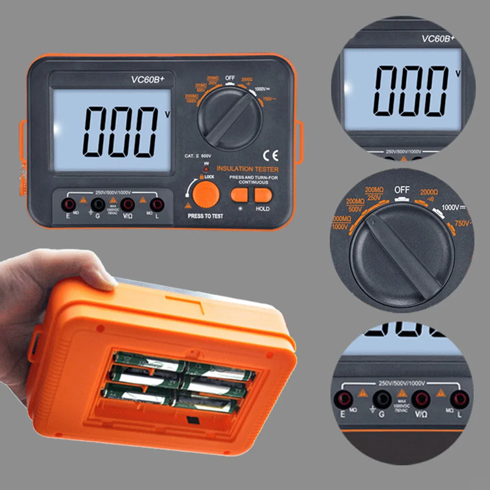 

Portable Digital Display Insulation Resistance Tester Easy Read Professional Megohmmeter With Test High Accuracy Backlight
