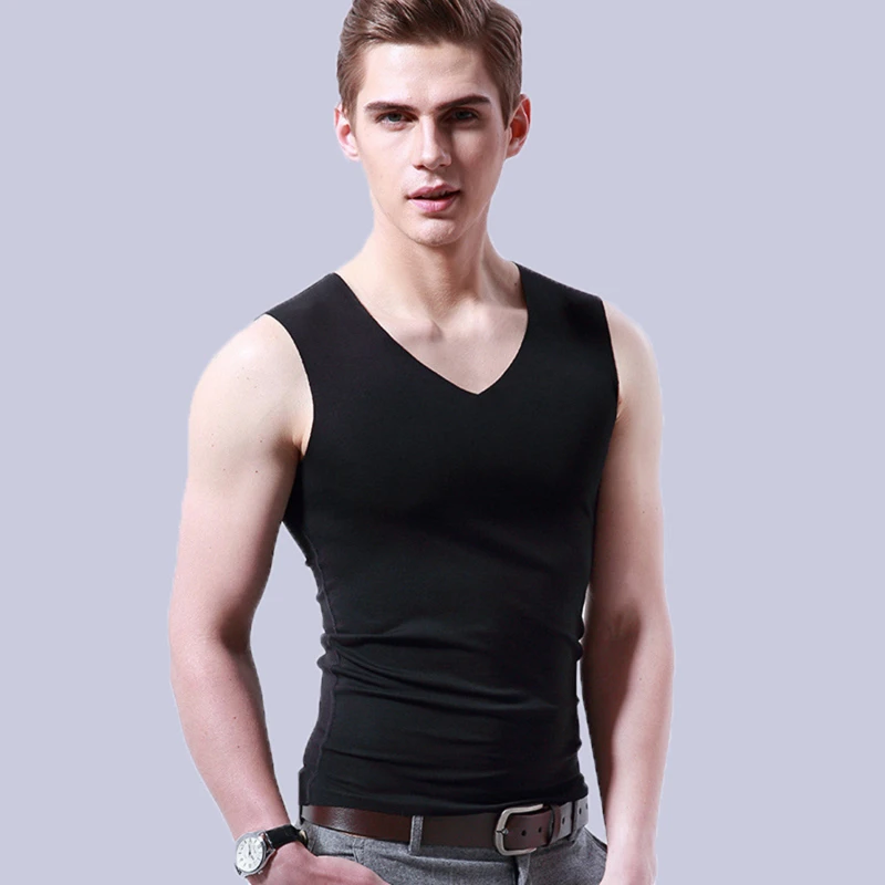 

Seamless Sleeveless Undershirt Tank Top Men Fitness Shirts Male Bodybuilding Workout Vest Factory Outlet V Neck Men Camisole