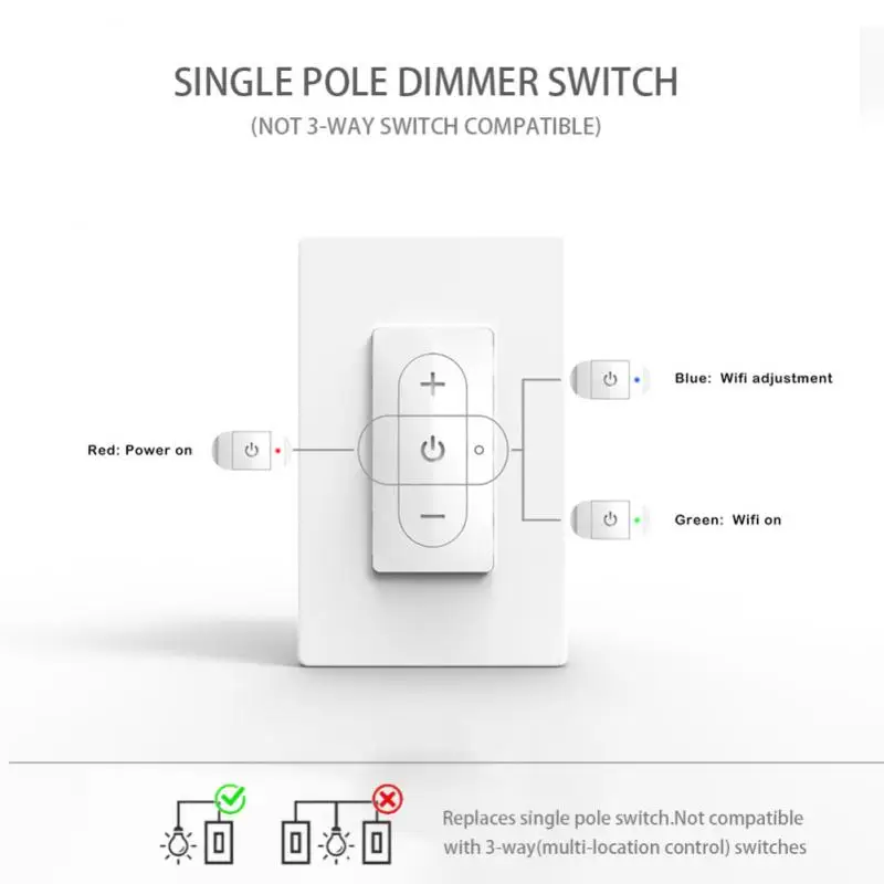 

US WiFi Smart Light Dimmer Switch Wall Panel Wireless Remote Electric Swith Tuya APP Voice Control Work With Alexa Google Home