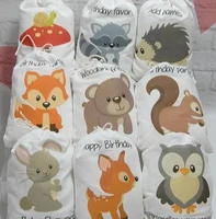 Custom any cartoon Forest Woodland Animals kids Birthday school party favor Gift Bags,Baby Shower Christening gifts pouches bags