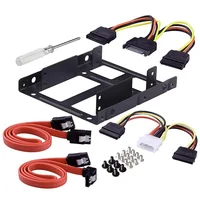 2.5 Inch To 3.5 Inch 2-Bay External HDD SSD Bracket Metal Mounting Kit Adapter Support with SATA Data Power Cables Set