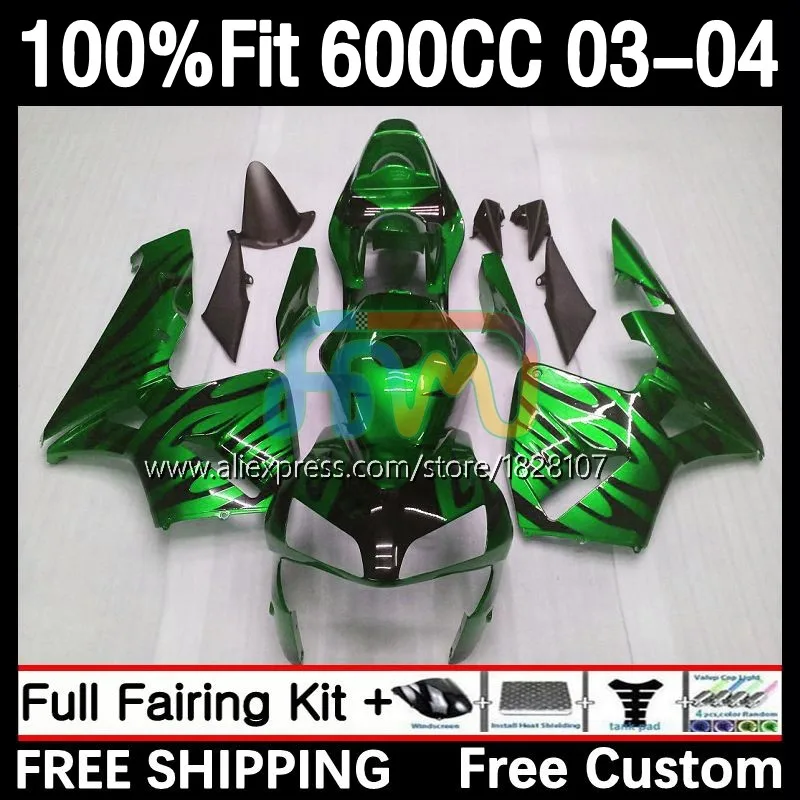 

Обтекатель OEM для HONDA CBR 600 CC 600RR 600F5 600CC F5 23No.118 CBR600 Green flame RR CBR600RR 03 04 CBR600F5 2003 2004 инъекция