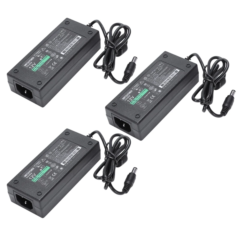 

New 3X 72 Watt 12V 6A 5.5 X 2.5 Mm AC/ DC Power Supply Adapter Perfect For LED Light CCTV Camera