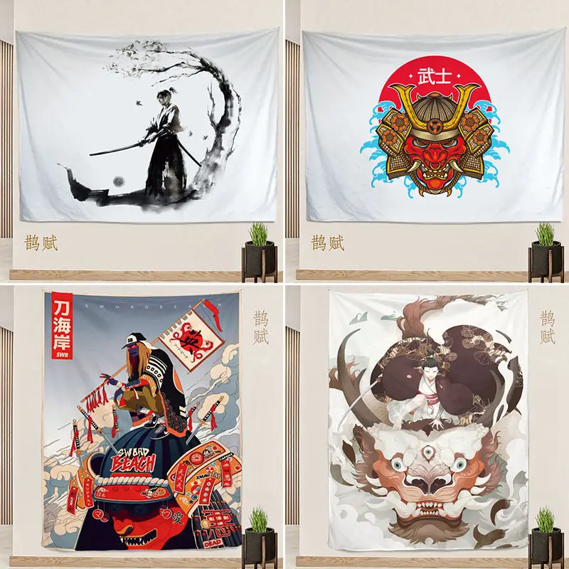 

Гобелен в японском национальном стиле, подвесной тканевый фон самурая Ukiyo-e, настенный бар, атмосферный тематический Декор для отеля и дома