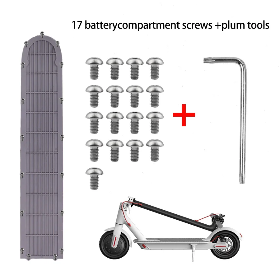 Нижняя крышка аккумуляторного отсека для набора скутеров Xiaomi M365, Силиконовая накладка на ножку с 17 ремонтированными винтами нижней крышки аккумулятора (art.: 3920c03078590) - 3920c03078590