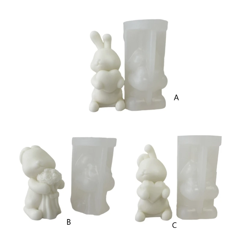 

3D Candle Silicone Mold Gypsum Aromatherapy Candle Mold Bunny Epoxy Resin Casting Mold for DIY Soap Making Home Decor