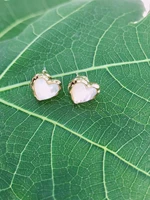 s925 silver ear needle stud earrings minimalist fresh mother shell heart with eco brass14k gold jewelry for women hyacinth 2021