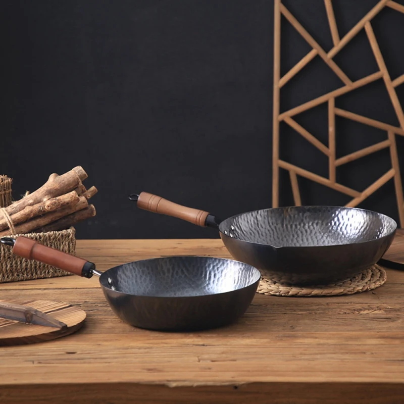 

Cast Iron Frying Pan Carbon Steel Wok Durable Non-Stick Pans For Kitchen Gas Stove And Induction Cooker Kitchen Cookware