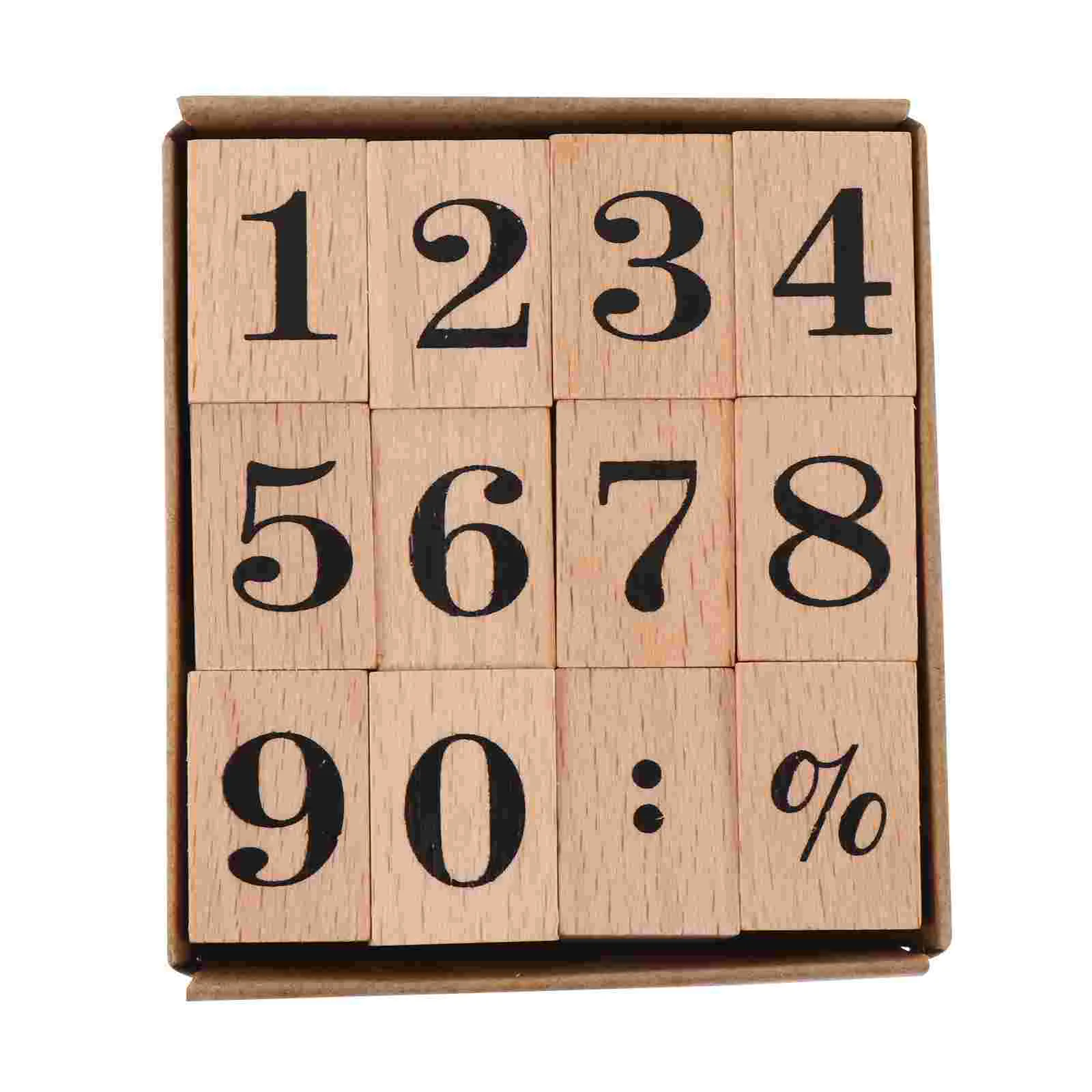 

Wooden Stamp Set DIY Planner Arabic Numerals Stamps Craft Seal Vintage Scrapbook