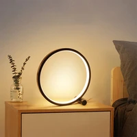 led 25cm round table lamp usb touch dimmable bedside light soft light night light black white bedroom living room home decor