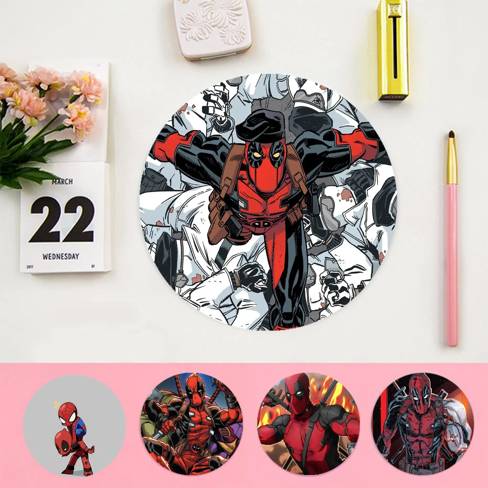 Коврик для мыши Дэдпул Disney круглая утолщенная Нескользящая подушка офиса и