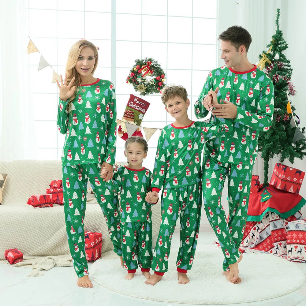 

Christmas Family Macthing Set 2022 Spring Autumn Children Pirnt Party Sleepwear Infant Rompers Outfits Snow Cartoon Pajamas Suit