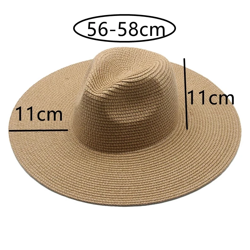 Women Hats Big Brim 11cm Men Women Khaki White Black Straw Hats Sun Protection Beach Women Summer Bucket Hats Sombreros De Mujer