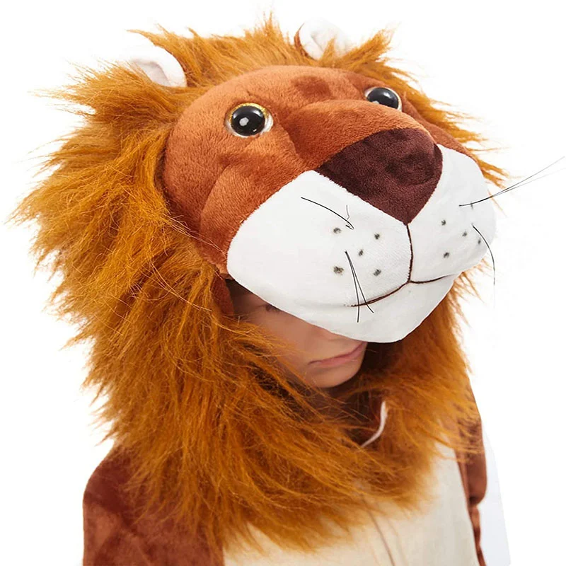 Family Kigurumi Pajamas 3D New Brown Lion Onesie Cosplay Costume Pajamas For Babies Kids and Adults