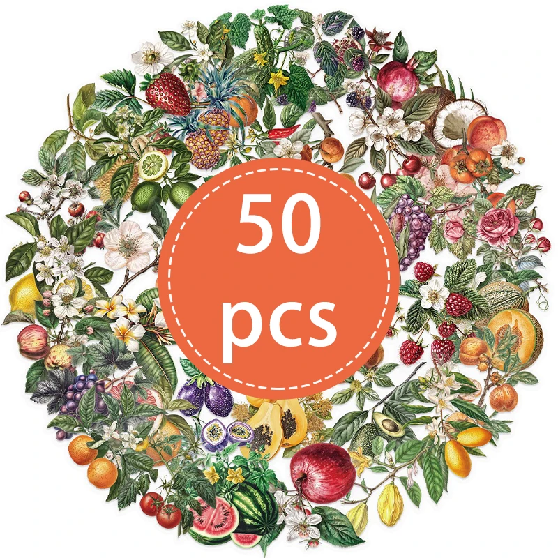 

Набор из 50 винтажных наклеек с фруктами и овощами