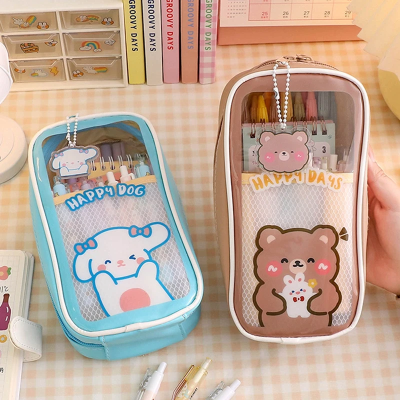 

New Cute Popular Stationery Pencil Case Large Capacity Transparent Pencil Case Student Use School Supplies Student Tool Storage