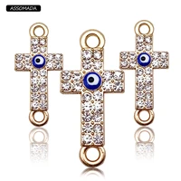10pcs turkish evil eye crosses charms beads connectors bracelet religious cross blue eye pendant necklaces diy jewelry making