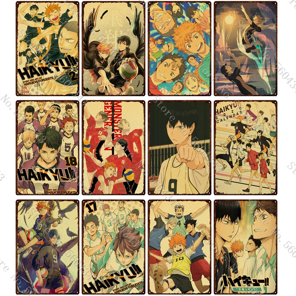 

Японское Аниме Haikyuu! Винтажная металлическая Оловянная пластина для гостиной, украшение для дома, настенная железная живопись