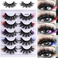 5 pairs colored eyelash 5d mink lashes natural fluffy false lashes colorful fake eyelashes for dramatic makeup lash extension