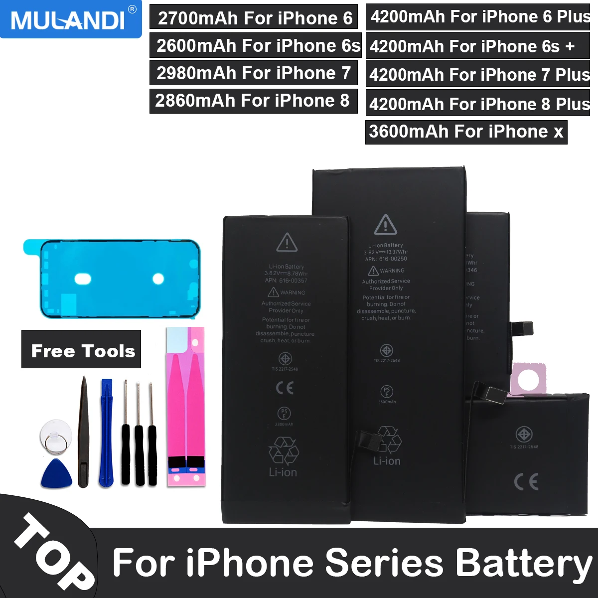 2022 Super Capacity phone Battery For Apple 6 S 7 8 + 10 Plus X Xr Xs Max 11 12 Pro Replacement Bateria For iphone 7 batteries